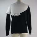 Fitness White Black Patchwork Pullover High Quality Custom Knitted Winter Women Sweater Korean